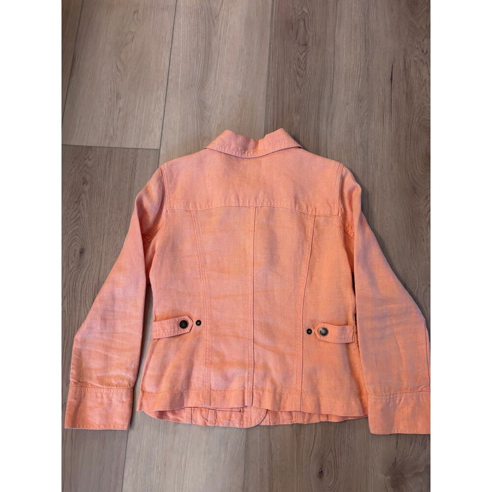 J jill - 100% Linen Summer Melon Orange Utility Jacket Size XSP - Picture 4 of 9